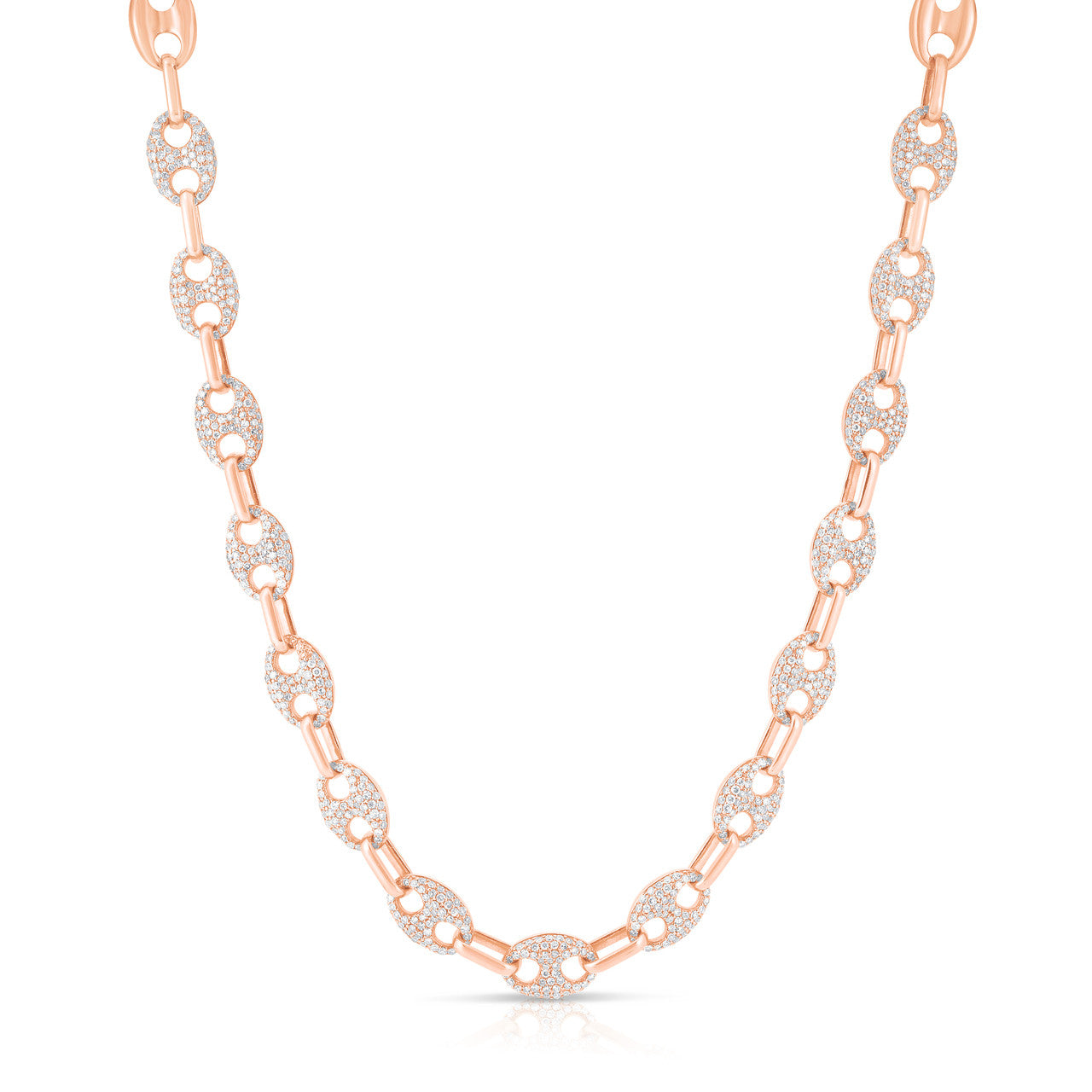 Pave' Diamond Mariner Chain, 14K Rose Gold- URBAETIS Fine Jewelry