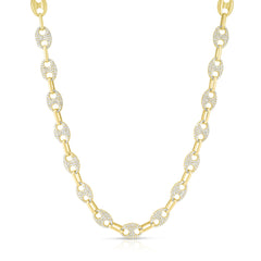 Pave' Diamond Mariner Chain, 14K Yellow Gold - URBAETIS Fine Jewelry
