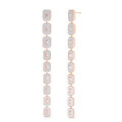 Diamond Shield Statement Earrings, 14k rose gold - URBAETIS Fine Jewelry