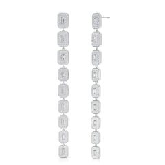 Diamond Shield Statement Earrings, 14k white gold - URBAETIS Fine Jewelry