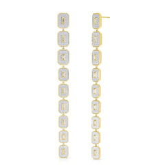 Diamond Shield Statement Earrings, 14k yellow gold - URBAETIS Fine Jewelry