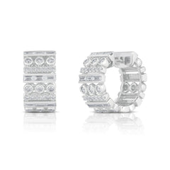Mixed Setting Diamond Huggies, 14k white gold - URBAETIS Fine Jewelry