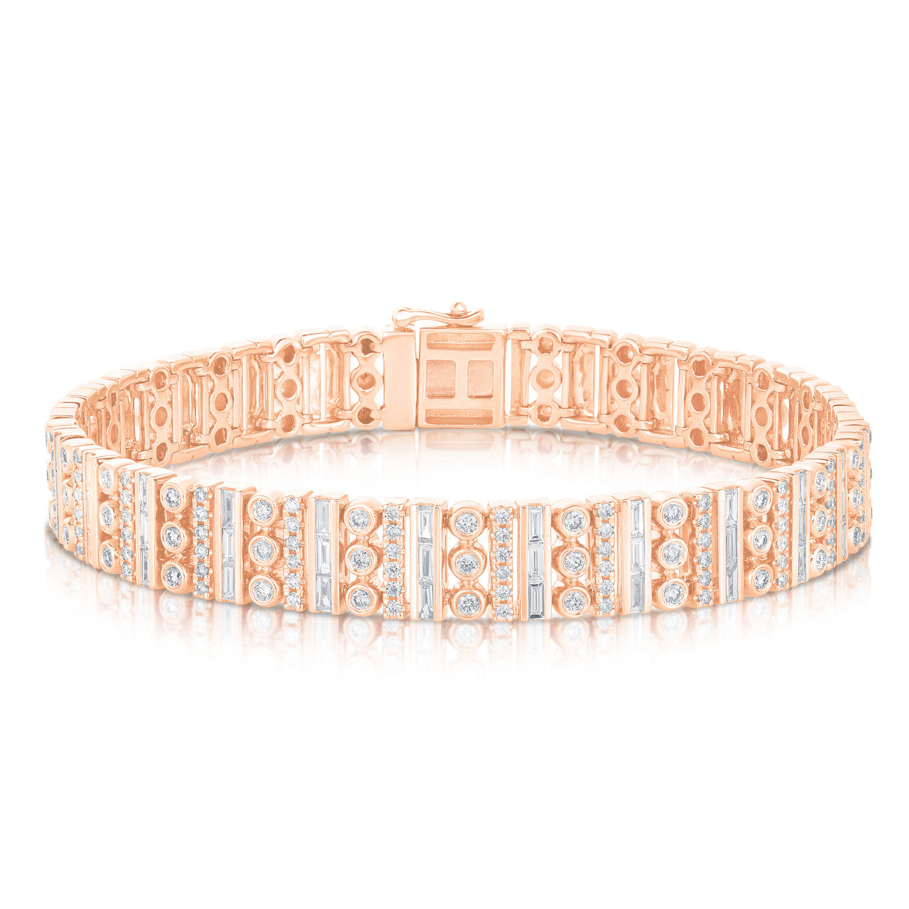Mixed Setting Diamond Bracelet, 14k rose gold - URBAETIS Fine Jewelry