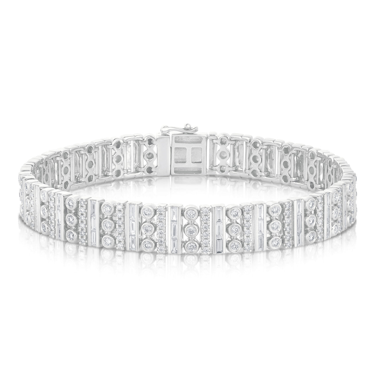 Mixed Setting Diamond Bracelet, 14k white gold - URBAETIS Fine Jewelry
