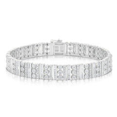 Mixed Setting Diamond Bracelet, 14k white gold - URBAETIS Fine Jewelry