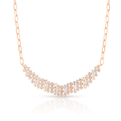 Mixed Setting Diamond Necklace, 14k rose gold - URBAETIS Fine Jewelry