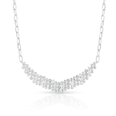 Mixed Setting Diamond Necklace, 14k white gold - URBAETIS Fine Jewelry