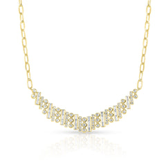 Mixed Setting Diamond Necklace, 14k yellow gold - URBAETIS Fine Jewelry