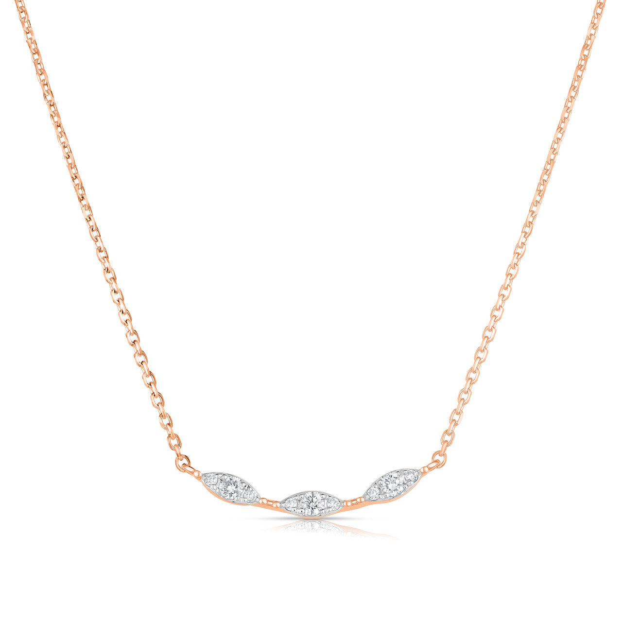 Marquise Illusion Diamond Bar Necklace, 14k rose gold - URBAETIS Fine Jewelry