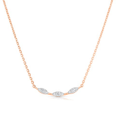 Marquise Illusion Diamond Bar Necklace, 14k rose gold - URBAETIS Fine Jewelry
