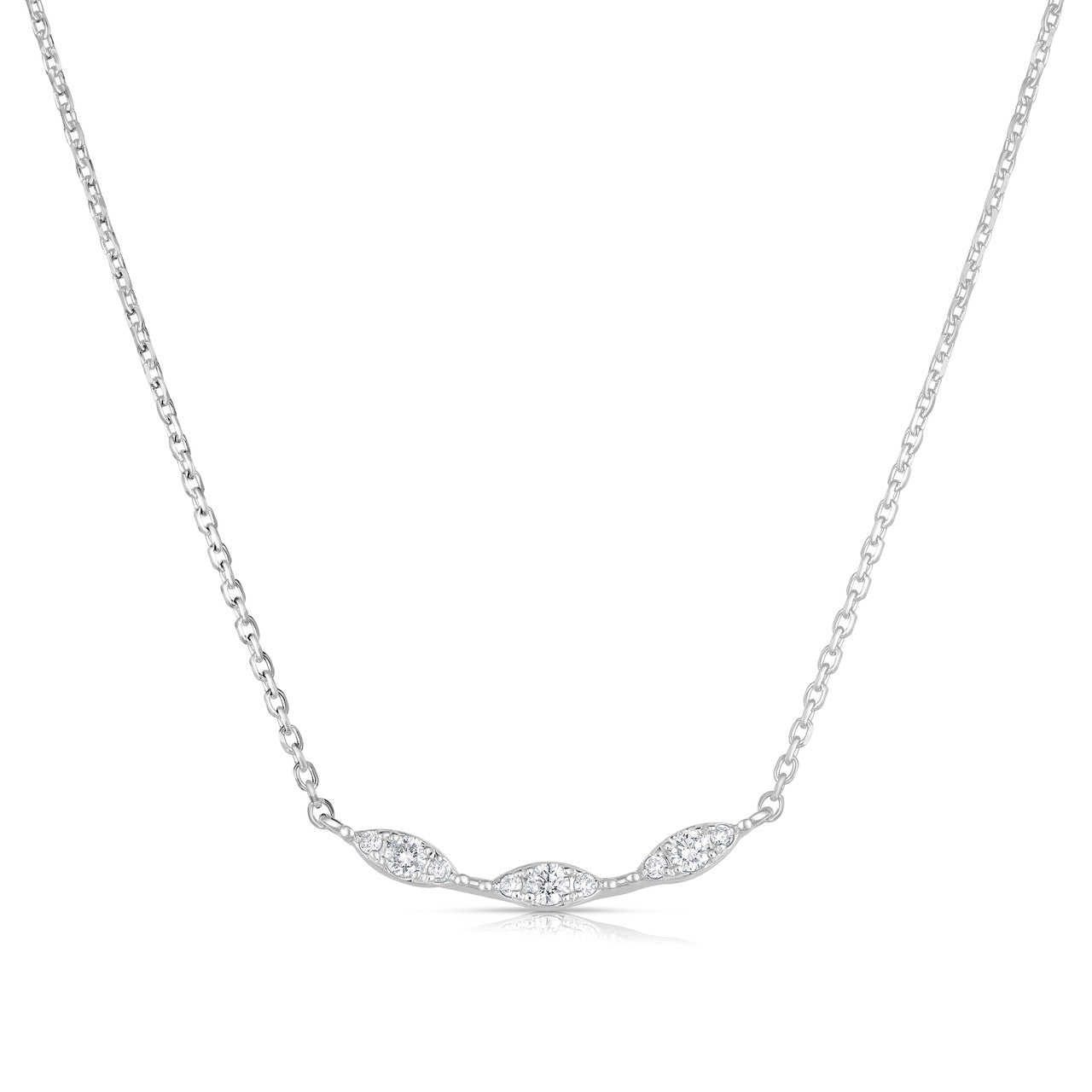 Marquise Illusion Diamond Bar Necklace, 14k white gold - URBAETIS Fine Jewelry
