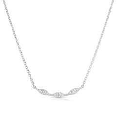 Marquise Illusion Diamond Bar Necklace, 14k white gold - URBAETIS Fine Jewelry