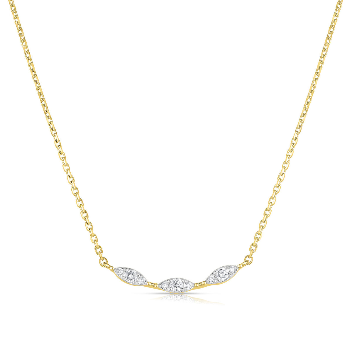 Marquise Illusion Diamond Bar Necklace, 14k yellow gold - URBAETIS Fine Jewelry