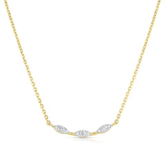 Marquise Illusion Diamond Bar Necklace, 14k yellow gold - URBAETIS Fine Jewelry