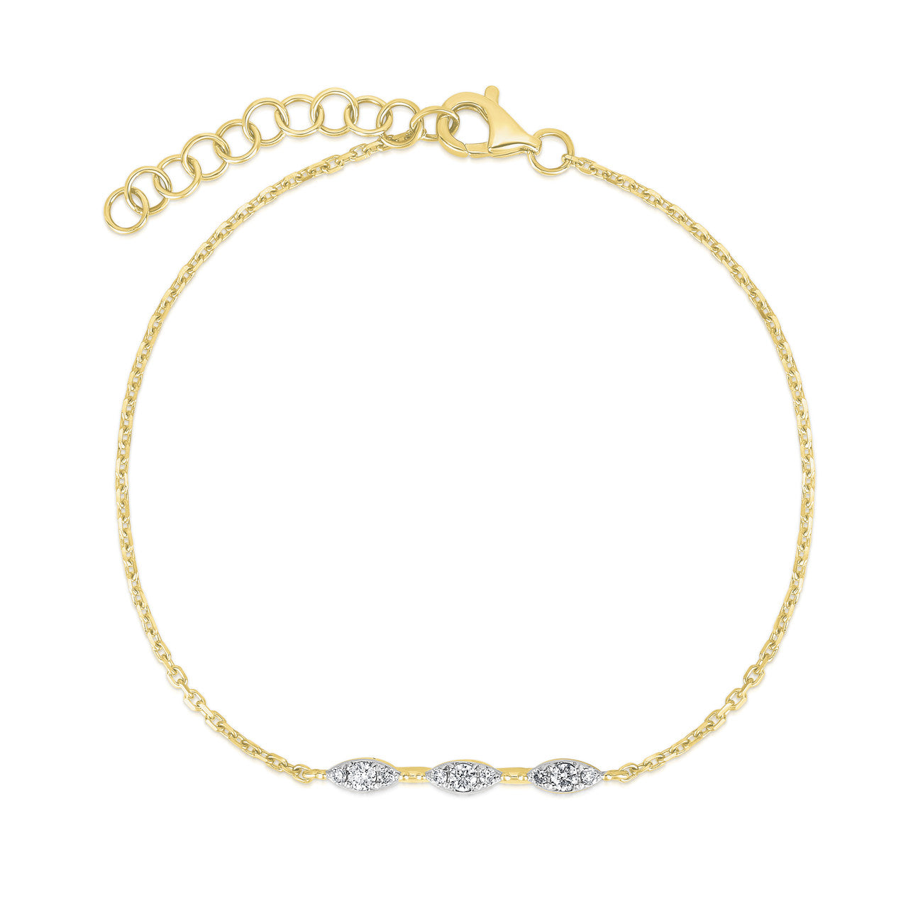 Marquise Illusion Diamond Bracelet, 14k yellow gold - URBAETIS Fine Jewelry