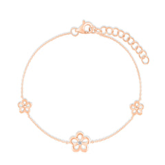 Gold and Diamond Wild Flower Station Bracelet, 14k rose gold - URBAETIS Fine Jewelry