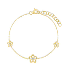 Gold and Diamond Wild Flower Station Bracelet, 14k yellow gold - URBAETIS Fine Jewelry