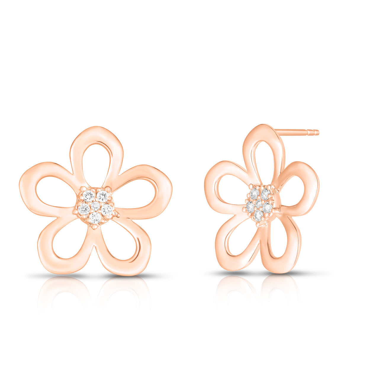 Gold and Diamond Statement Flower Studs, 14k rose gold - URBAETIS Fine Jewelry