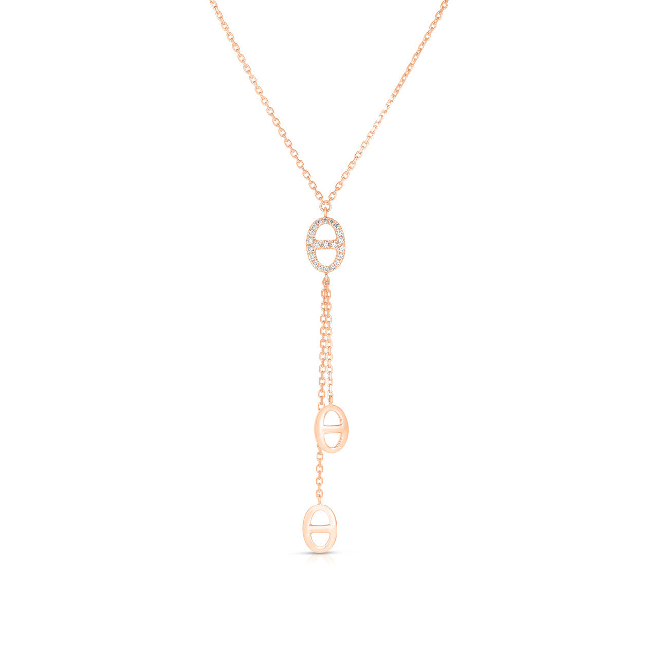 Diamond Mariner Lariat Necklace, 14k rose gold - URBAETIS Fine Jewelry