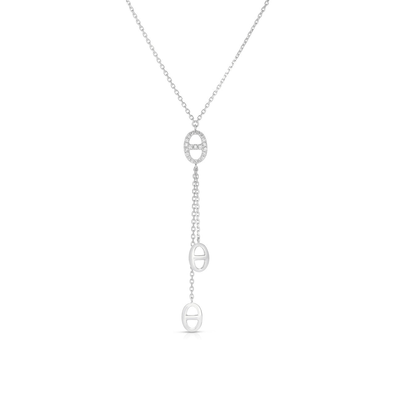 Diamond Mariner Lariat Necklace, 14k white gold - URBAETIS Fine Jewelry