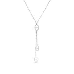 Diamond Mariner Lariat Necklace, 14k white gold - URBAETIS Fine Jewelry