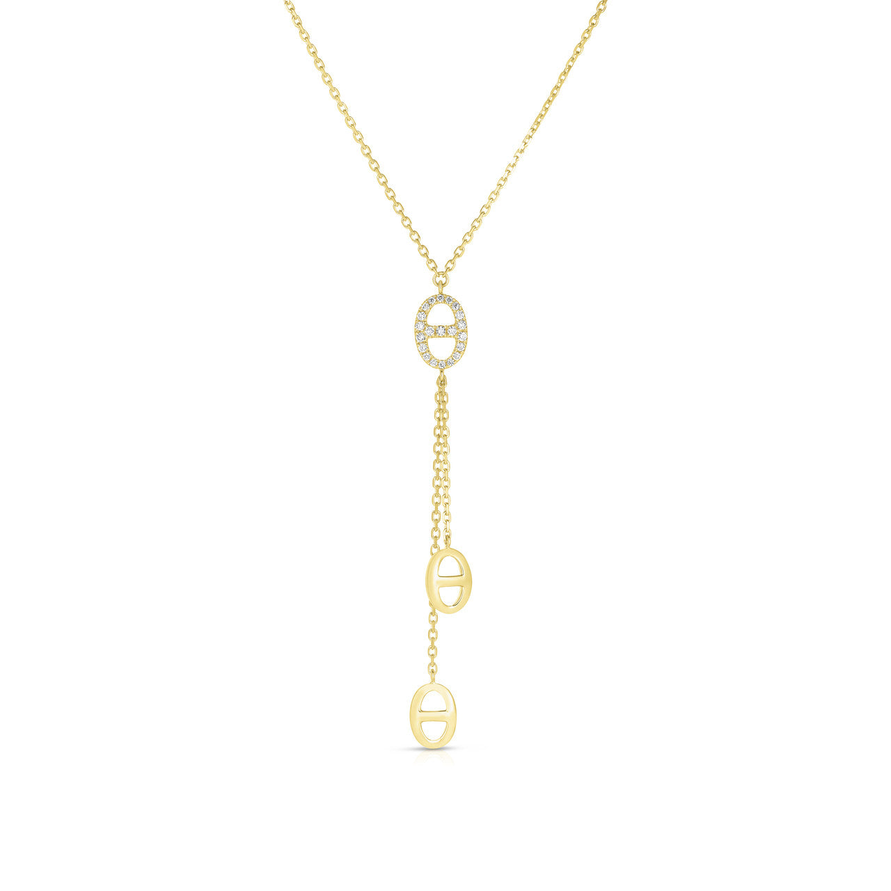 Diamond Mariner Lariat Necklace, 14k yellow gold - URBAETIS Fine Jewelry