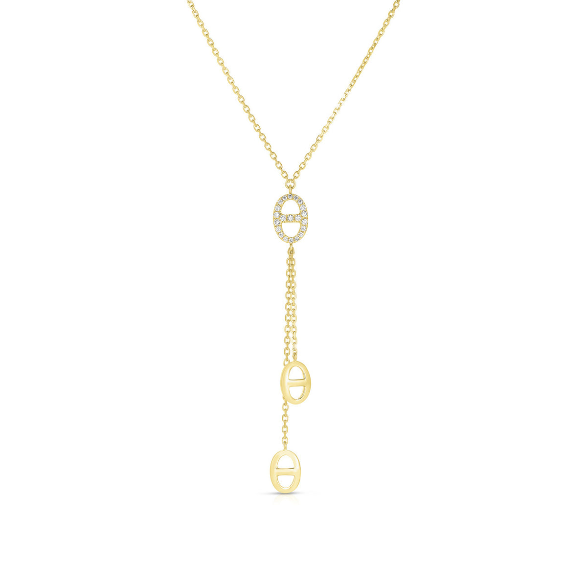 Diamond Mariner Lariat Necklace, 14k yellow gold - URBAETIS Fine Jewelry