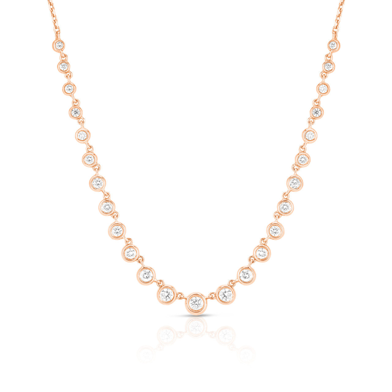 Graduating Bezel Set Diamond Necklace, 14k rose gold - URBAETIS Fine Jewelry