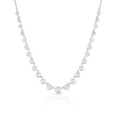 Graduating Bezel Set Diamond Necklace, 14k white gold - URBAETIS Fine Jewelry