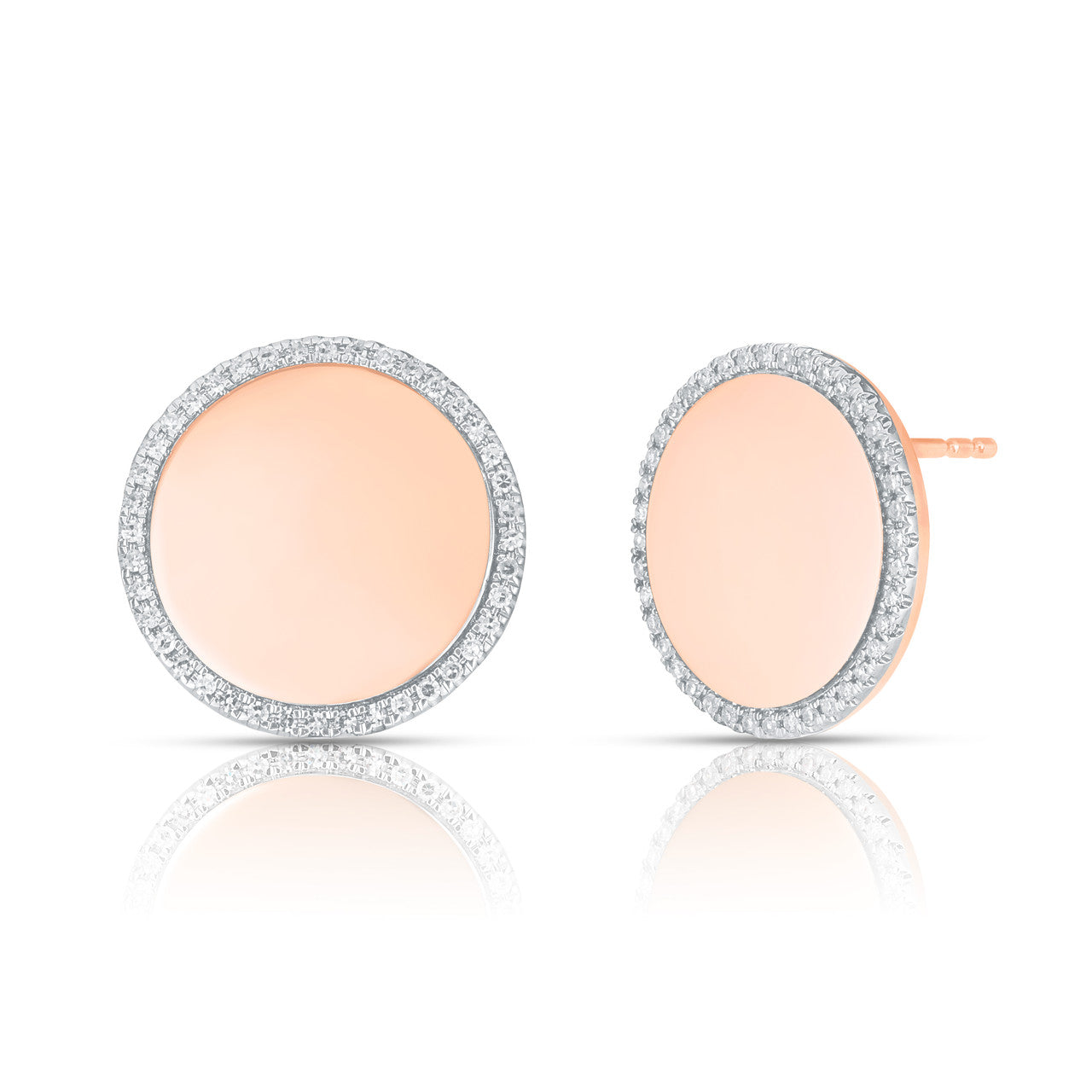 Round Diamond Border Studs, 14k rose gold - URBAETIS Fine Jewelry
