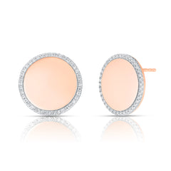 Round Diamond Border Studs, 14k rose gold - URBAETIS Fine Jewelry