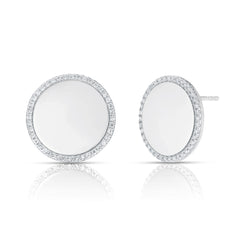 Round Diamond Border Studs, 14k white gold - URBAETIS Fine Jewelry