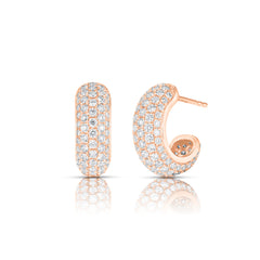 5 Row Pave Diamond Hoops, 14k rose gold - URBAETIS Fine Jewelry