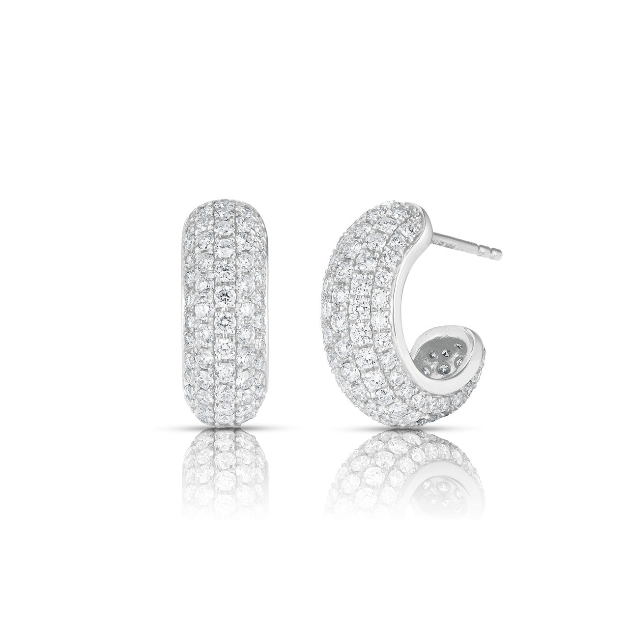 5 Row Pave Diamond Hoops, 14k white gold - URBAETIS Fine Jewelry