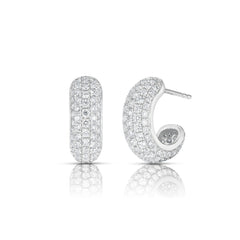 5 Row Pave Diamond Hoops, 14k white gold - URBAETIS Fine Jewelry