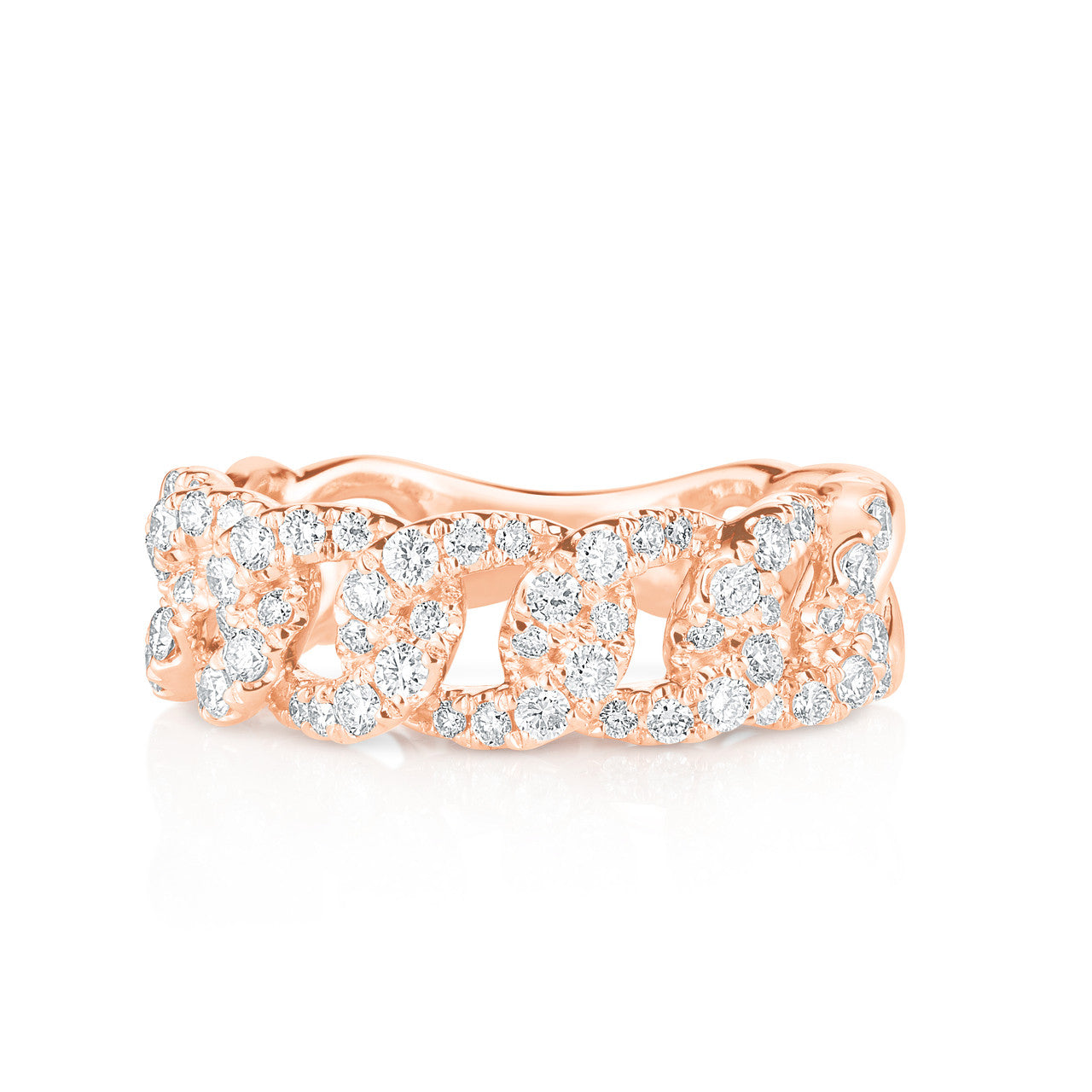Diamond Curb Chain Ring, 14k rose gold - URBAETIS Fine Jewelry
