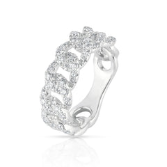 Diamond Curb Chain Ring, 14k white gold, side shot - URBAETIS Fine Jewelry