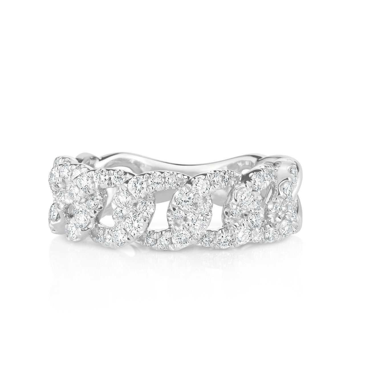 Diamond Curb Chain Ring, 14k white gold - URBAETIS Fine Jewelry