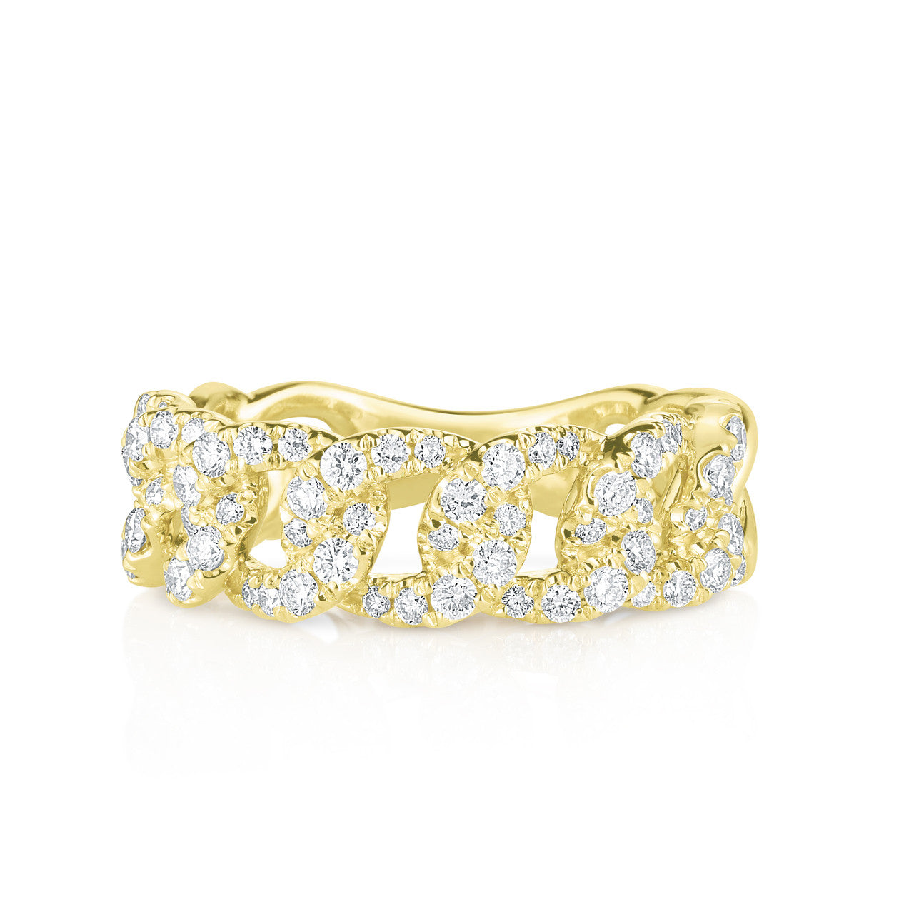 Diamond Curb Chain Ring, 14k yellow gold - URBAETIS Fine Jewelry