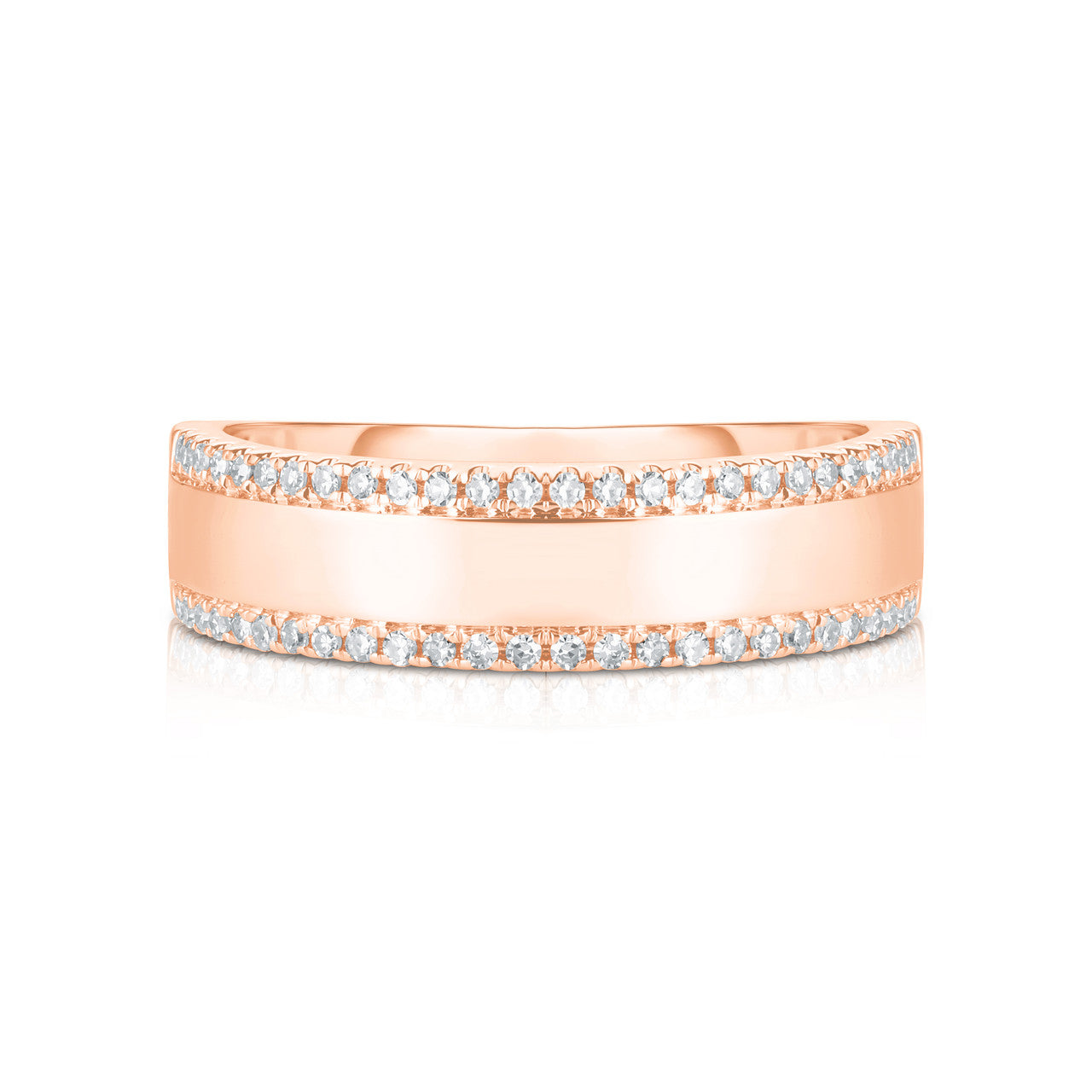 Diamond Border Ring, 14k rose gold, side image - URBAETIS Fine Jewelry