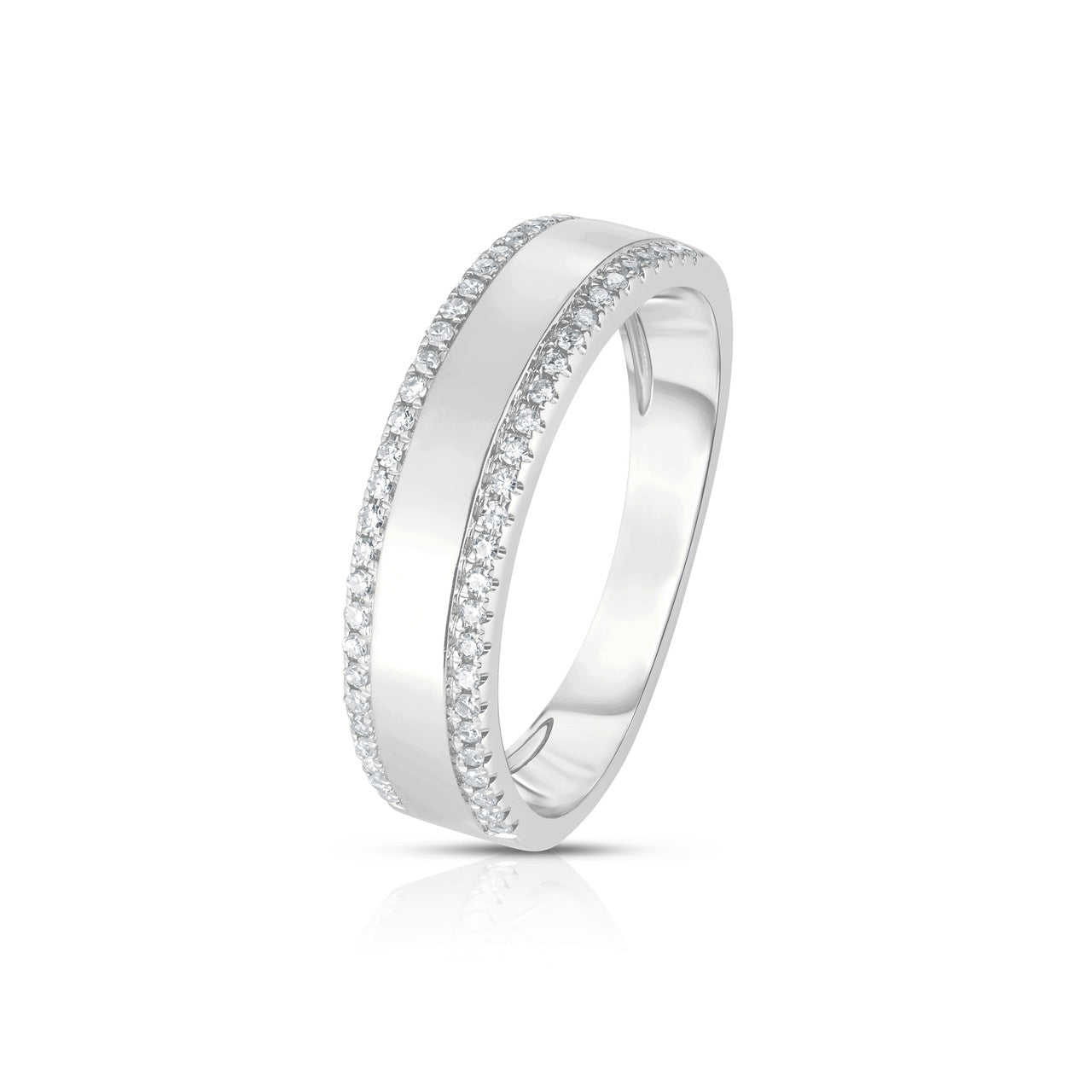 Diamond Border Ring, 14k white gold, side image - URBAETIS Fine Jewelry