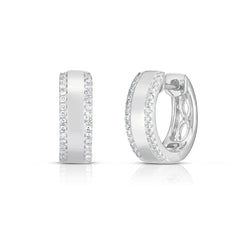Diamond Border Huggies, 14k white gold - URBAETIS Fine Jewelry