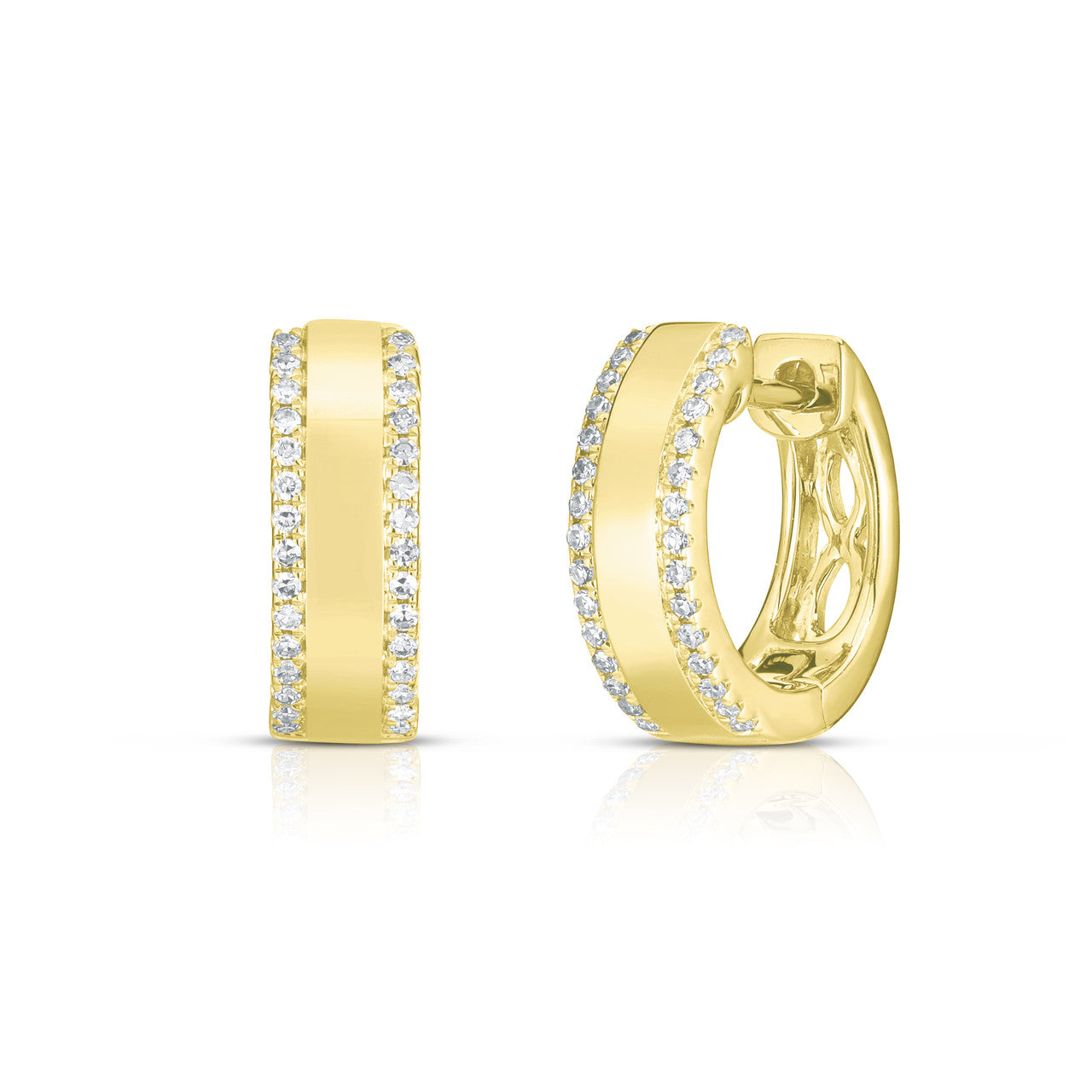 Diamond Border Huggies, 14k yellow gold - URBAETIS Fine Jewelry