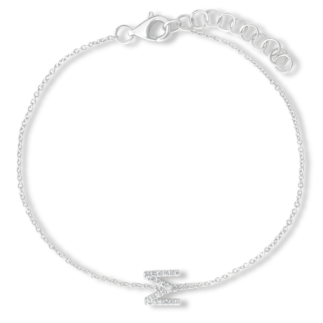 Petite Diamond Initial Bracelet, M, 14k white gold - URBAETIS Fine Jewelry