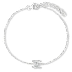 Petite Diamond Initial Bracelet, M, 14k white gold - URBAETIS Fine Jewelry