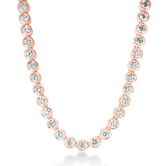 Bezel Set Lab Diamond Tennis Necklace,  12 carat total weight, 14k rose gold - URBAETIS Fine Jewelry