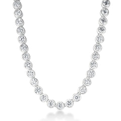 Bezel Set Lab Diamond Tennis Necklace,  12 carat total weight, 14k white gold - URBAETIS Fine Jewelry
