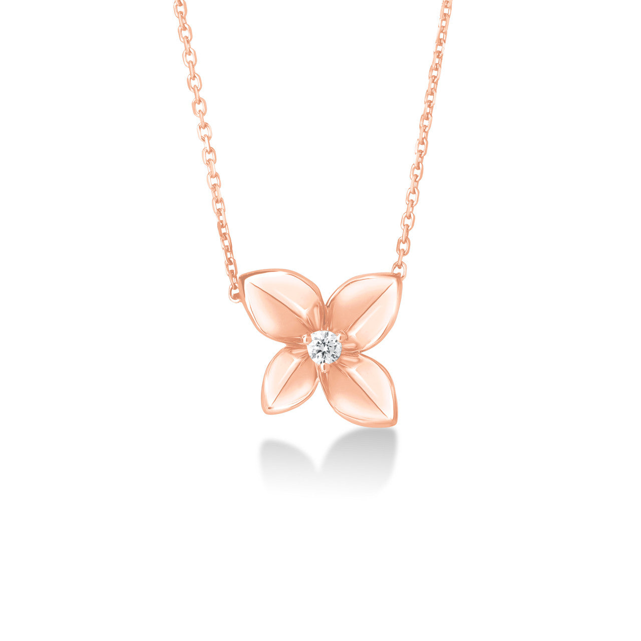 Gold Hydrangea Necklace, 14k rose gold - URBAETIS Fine Jewelry