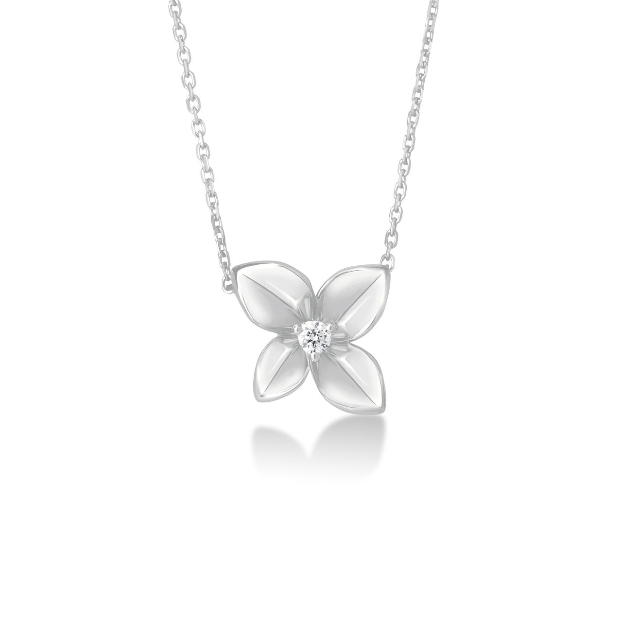 Gold Hydrangea Necklace, 14k white gold - URBAETIS Fine Jewelry