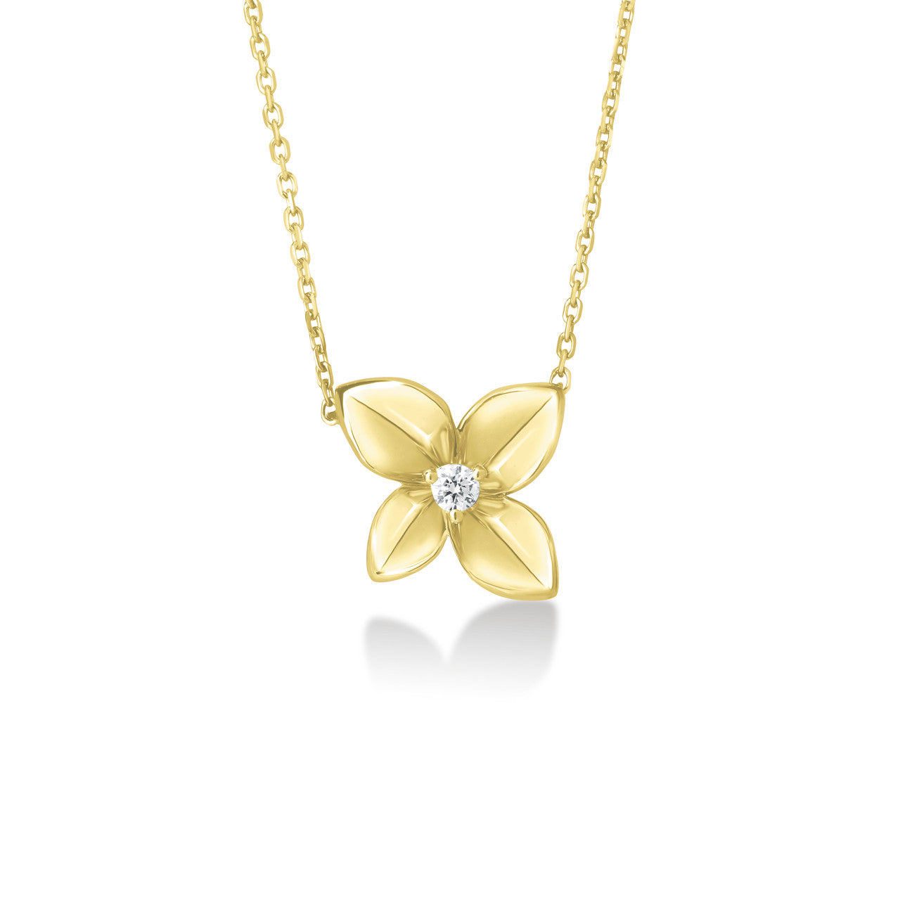 Gold Hydrangea Necklace, 14k yellow gold - URBAETIS Fine Jewelry